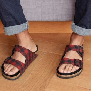 Birkenstock Arizona Shearling Plaid Sandals